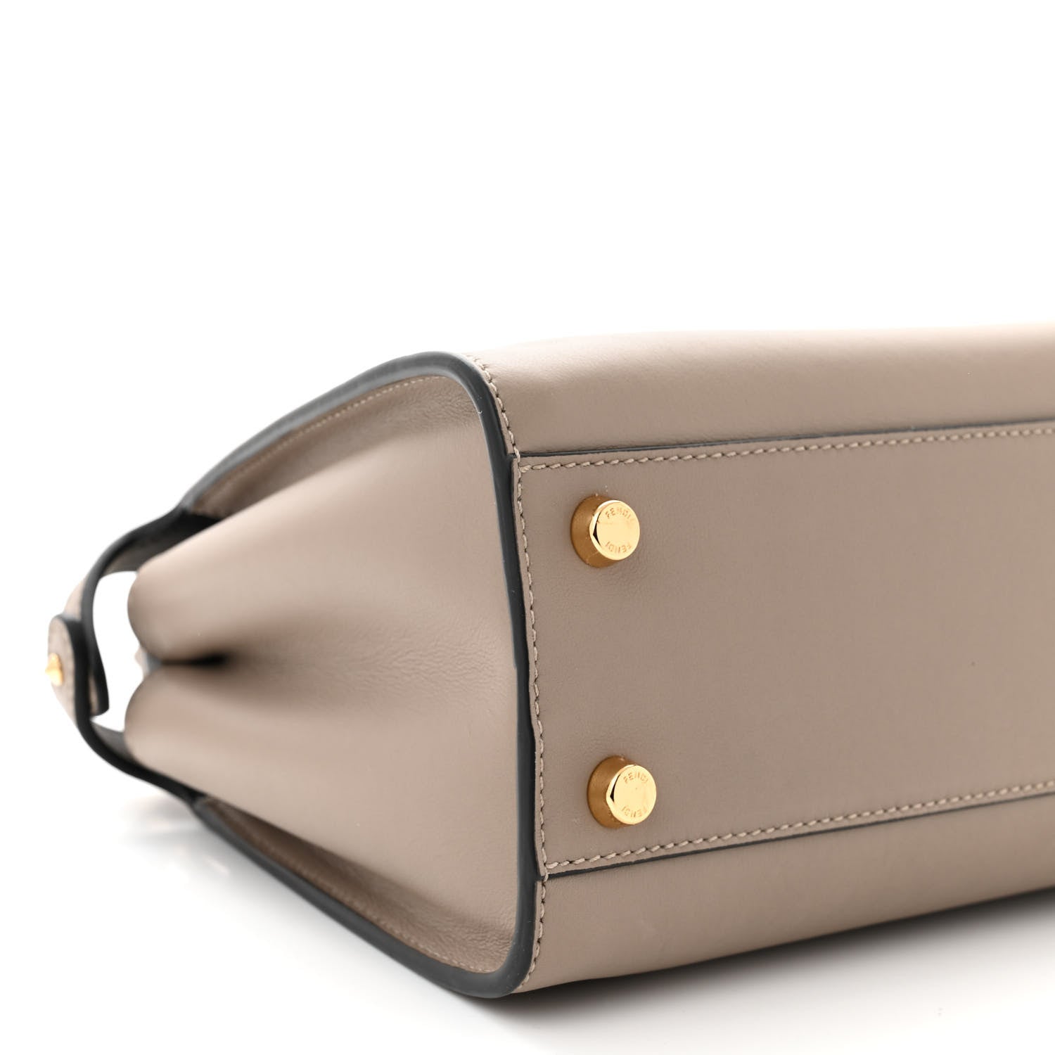 Fendi Vitello Tahiti Burro Medium Peekaboo Iconic Essentially Satchel Tortora Black 9 of 10