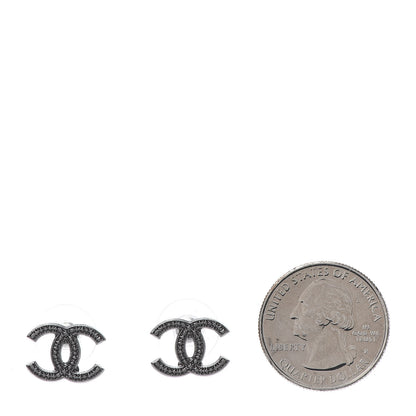 Chanel Ruthenium Engraved CC Earrings 2 of 5