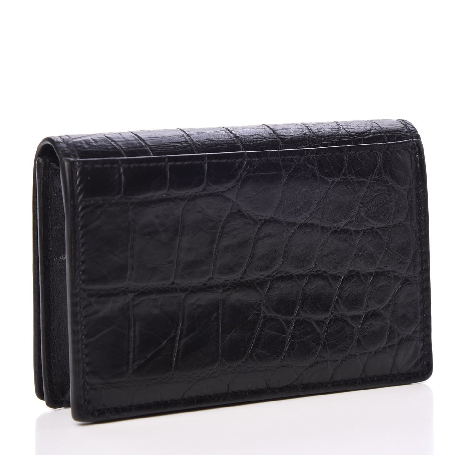 Calfskin Crocodile Embossed Business Card Case Black