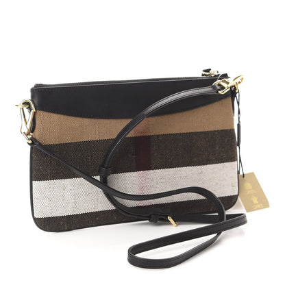 Burberry Mega Check Peyton Crossbody Clutch Bag Black 3 of 12