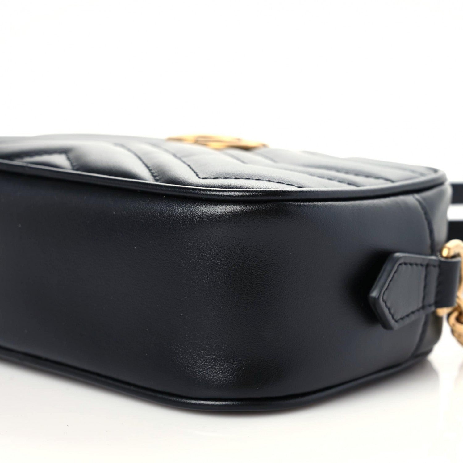 Gucci Calfskin Matelasse Mini GG Marmont Chain Shoulder Bag Black 10 of 10