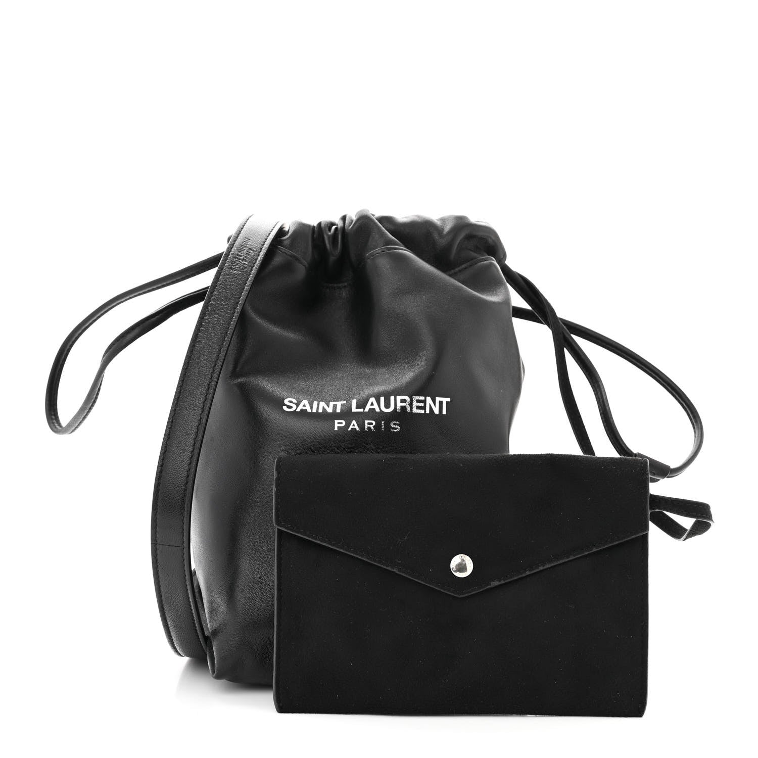 Saint Laurent Lambskin Teddy Drawstring Bag Black 3 of 11