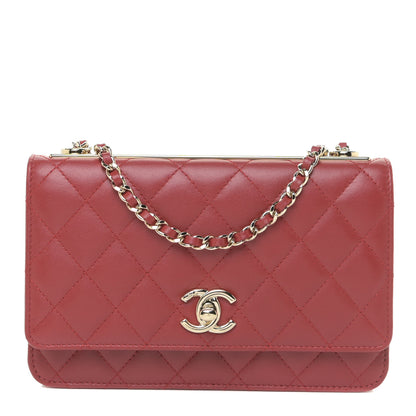 Chanel Lambskin Quilted Trendy CC Wallet On Chain WOC Red 1 of 12