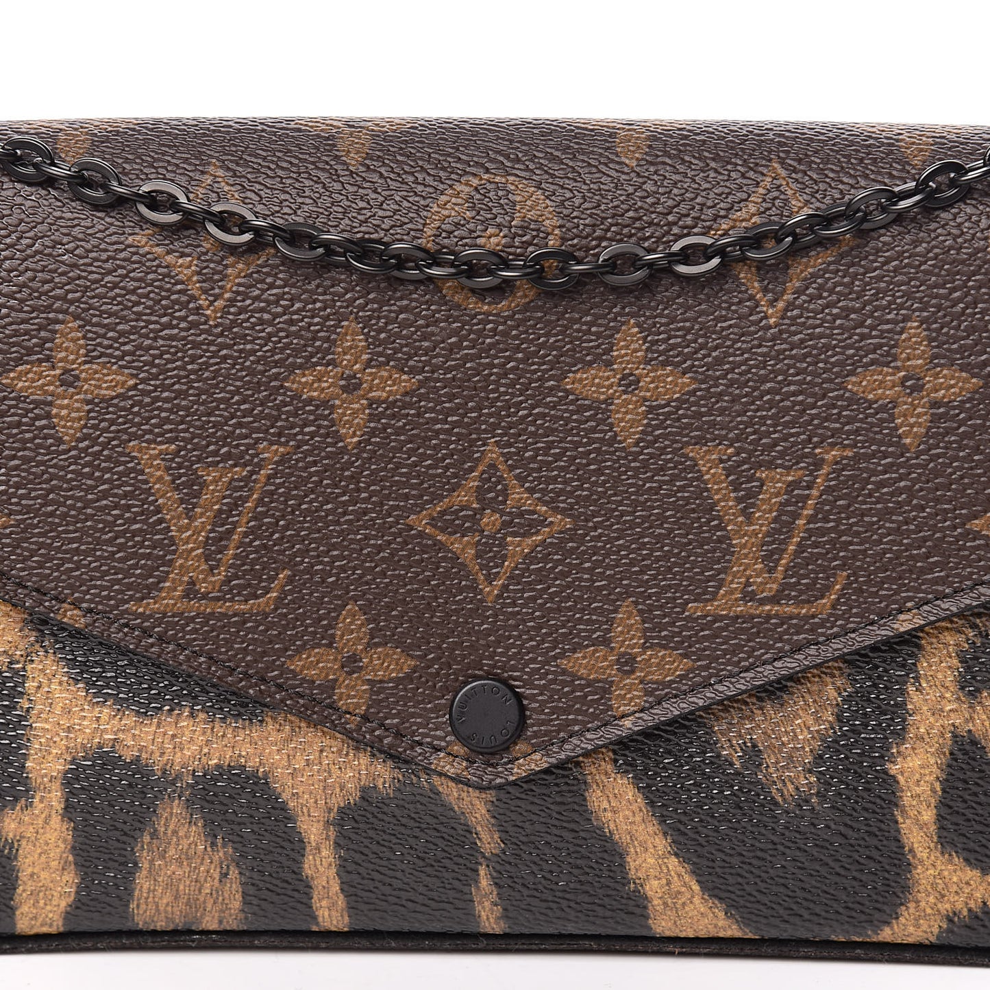 Monogram Animal Print Pochette Felicie Chain Wallet
