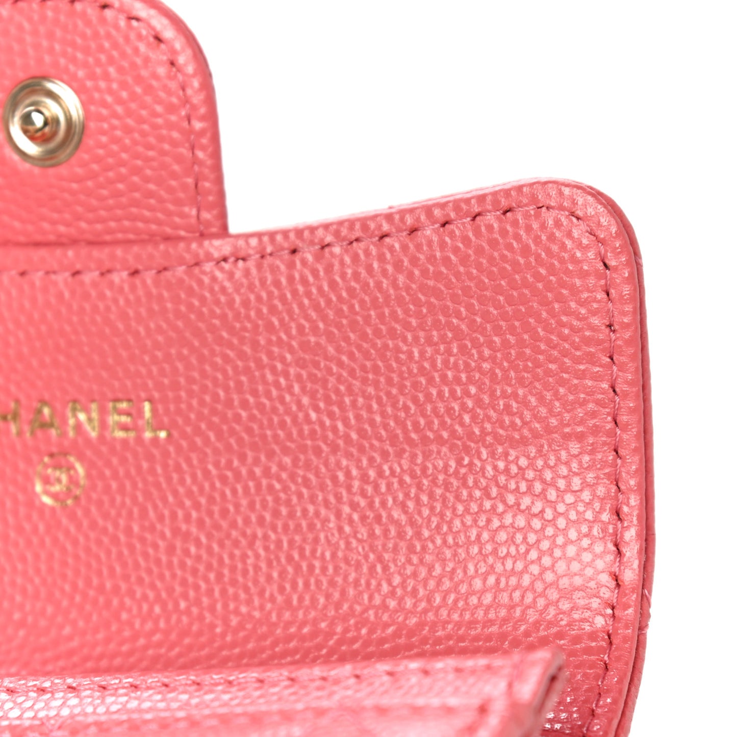 Caviar Quilted Flap Card Holder Wallet Pink