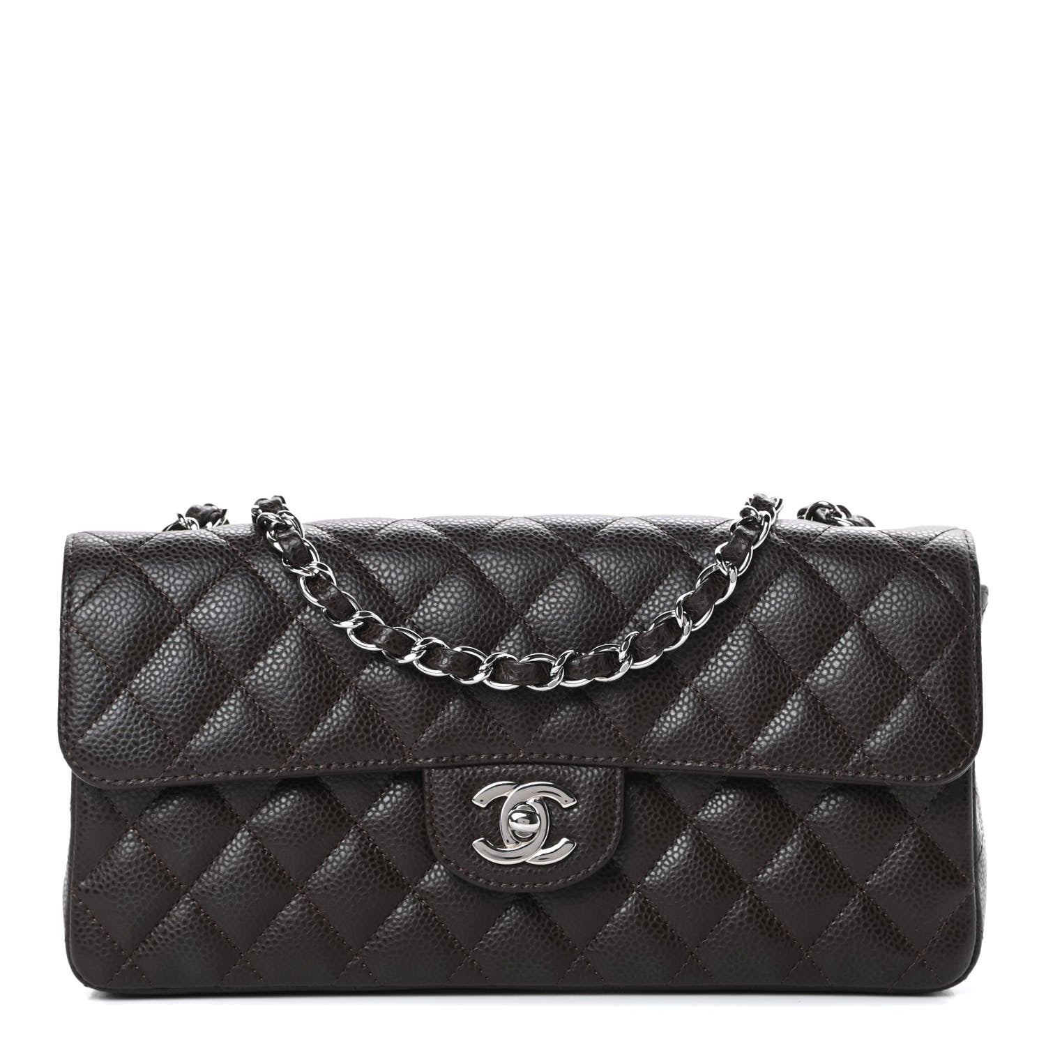 Chanel Caviar Quilted East West Flap Dark Brown 1 of 12