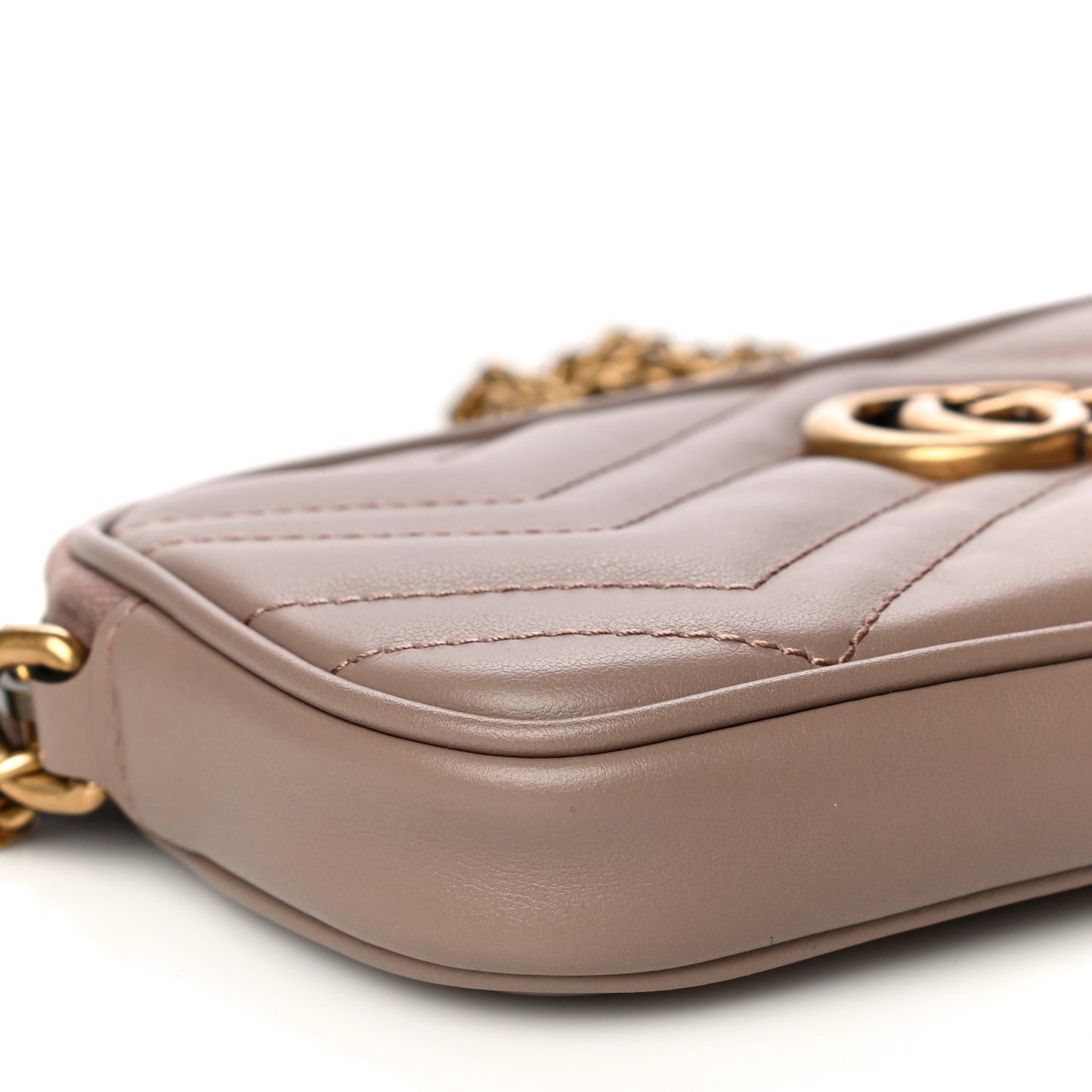 Calfskin Matelasse Mini GG Marmont Chain Crossbody Bag Porcelain Rose