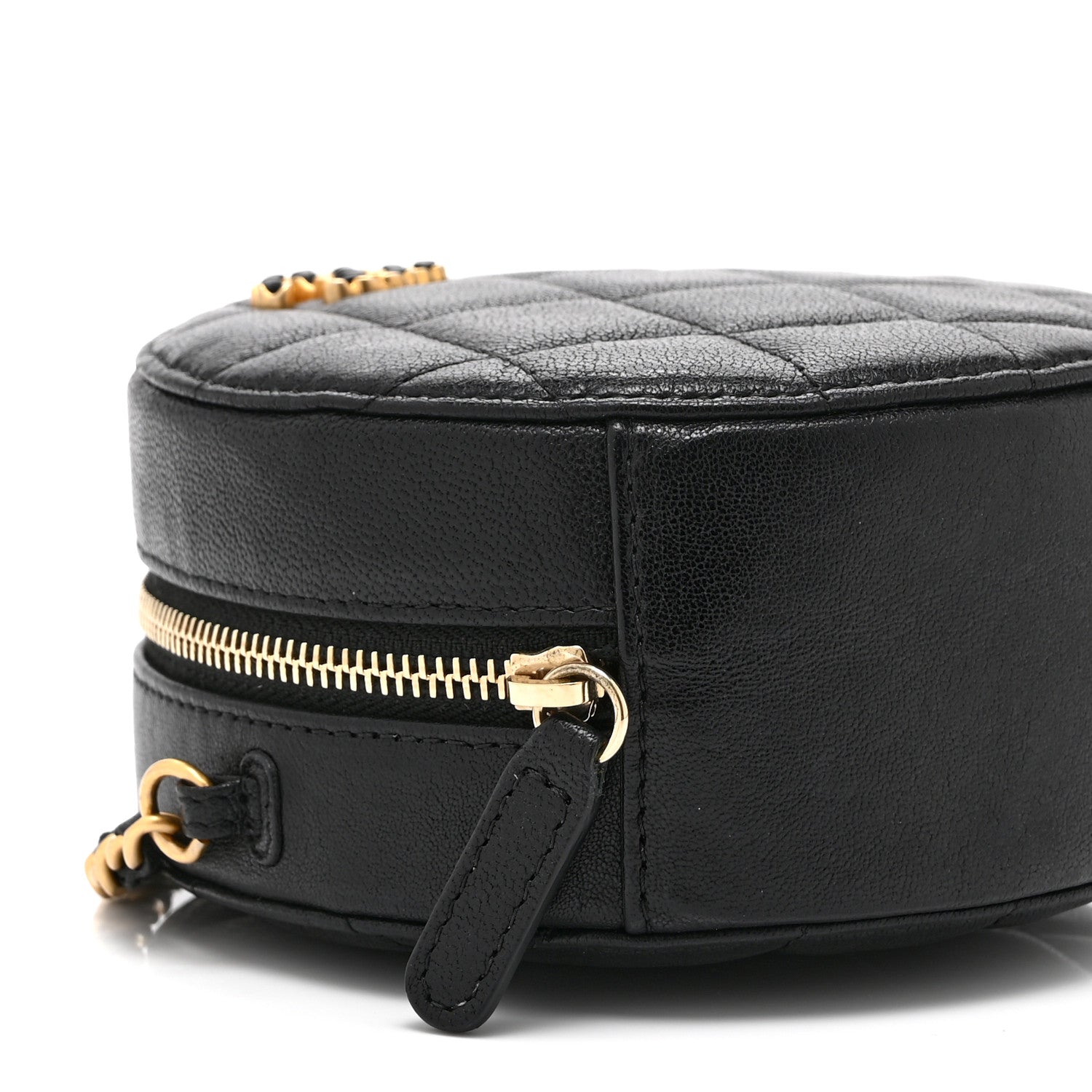 Chanel Goatskin Quilted Chanel 19 Round Clutch With Chain Black Black 9 of 11