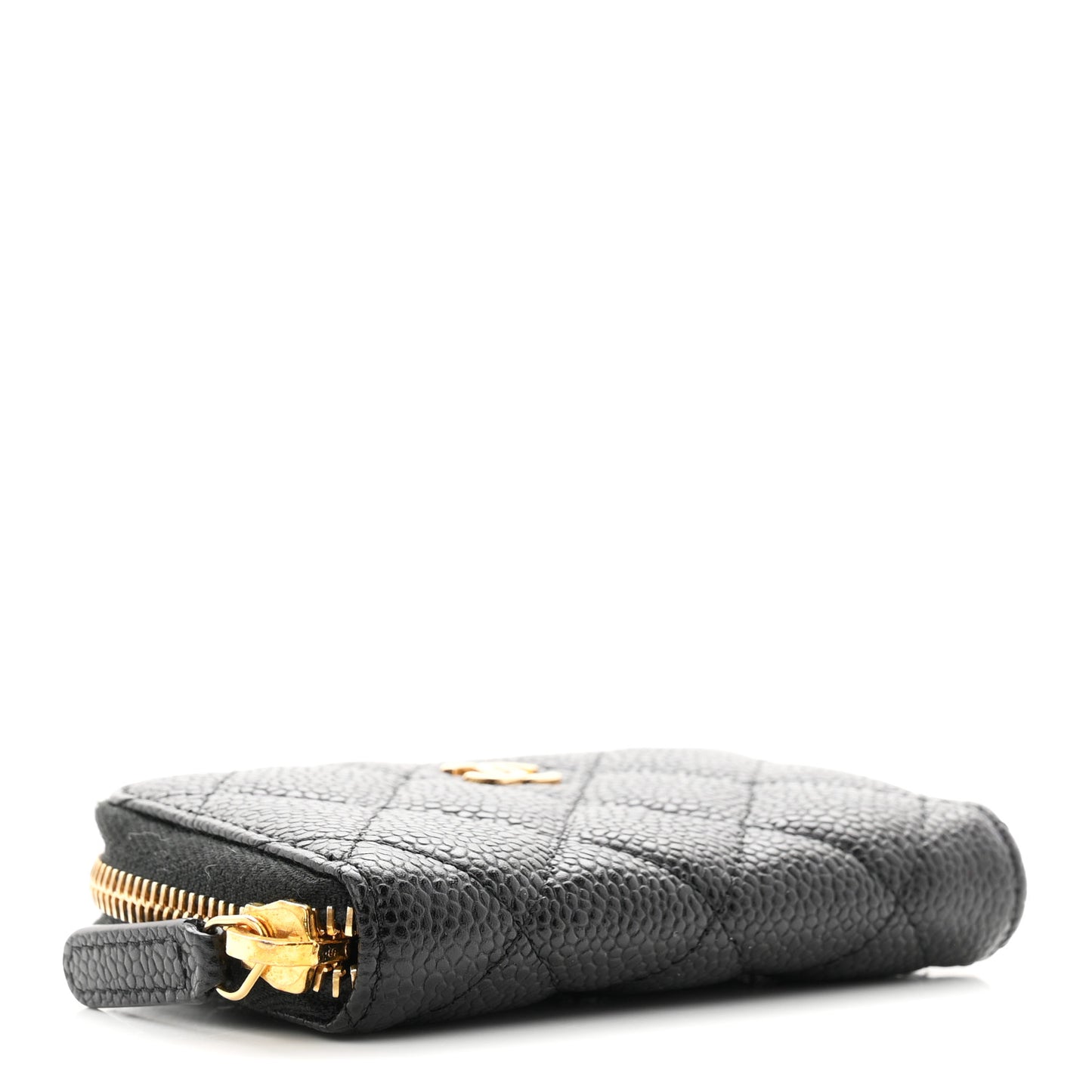 Caviar Quilted Zip Coin Purse Black