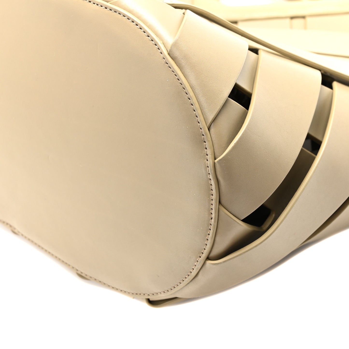 Calfskin The Point Weave Triangle Bag Taupe Grey