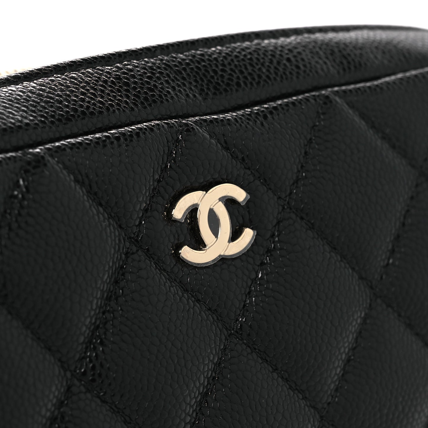 Caviar Quilted Double Zip Pouch Cosmetic Case Black Black