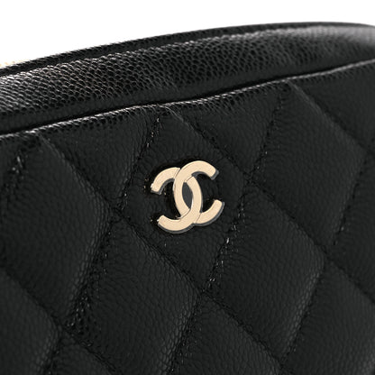 Chanel Caviar Quilted Double Zip Pouch Cosmetic Case Black Black 11 of 12