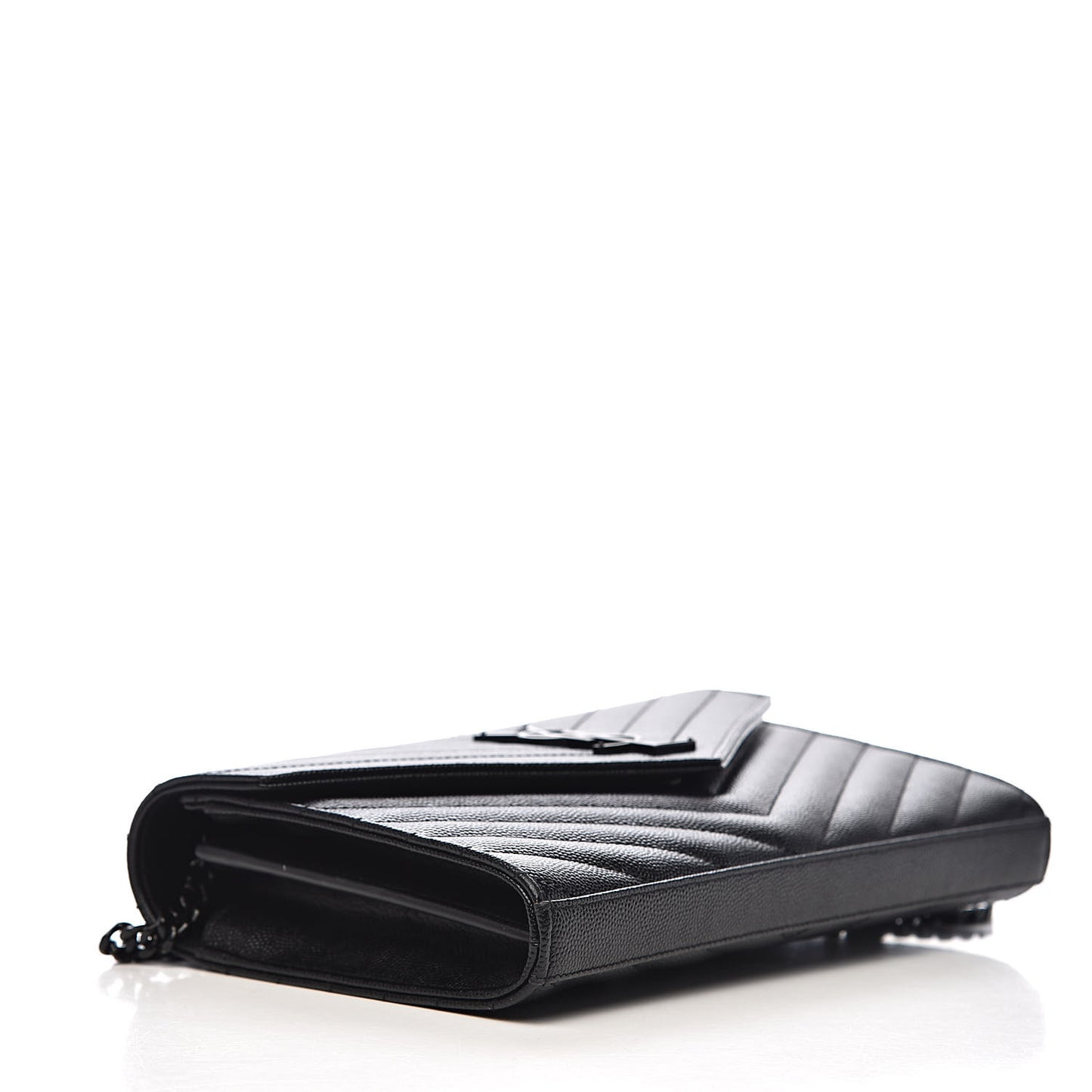 Grain De Poudre Matelasse Chevron Monogram Chain Wallet Black