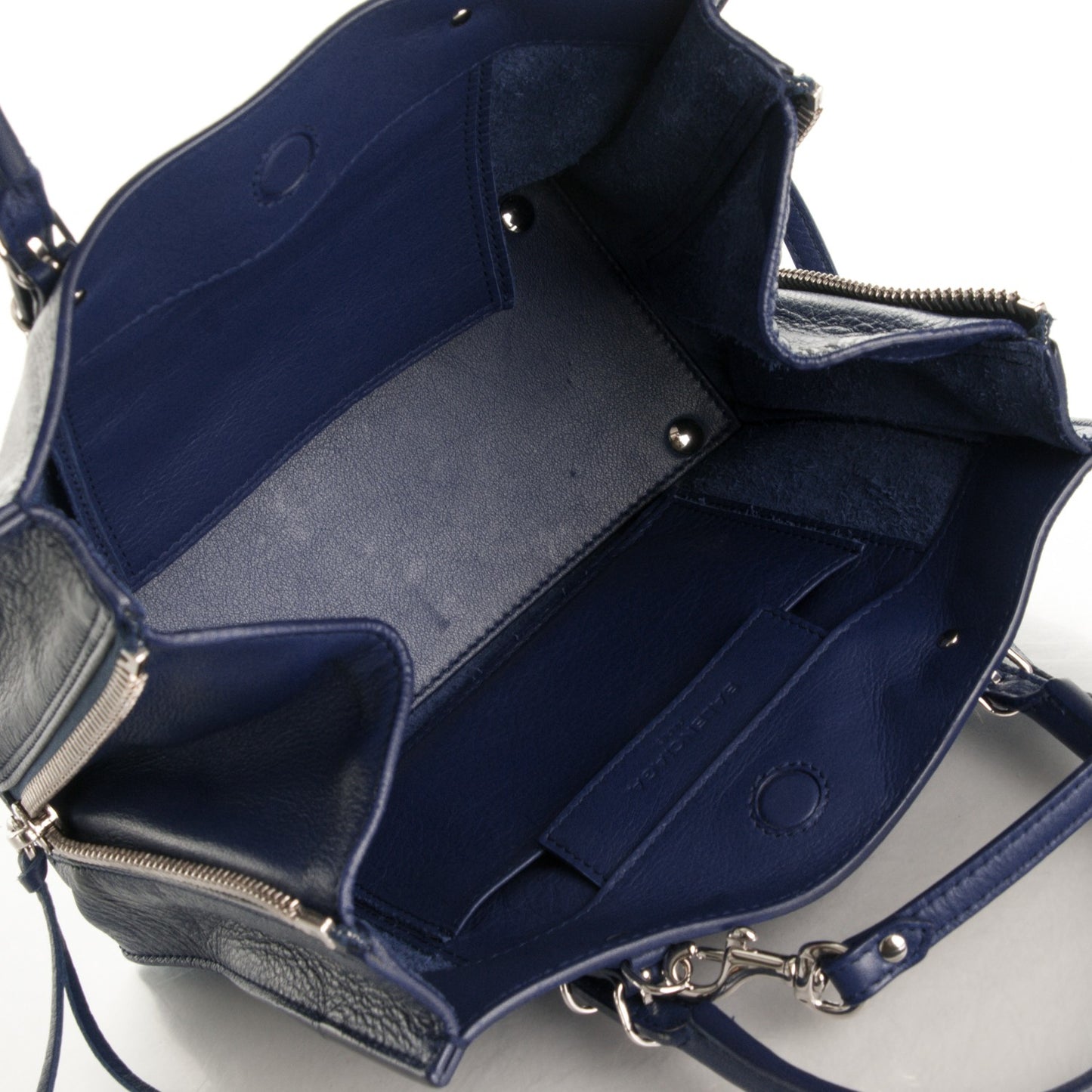 Calfskin Papier Mini A4 Zip Around Tote Bleu Mineral