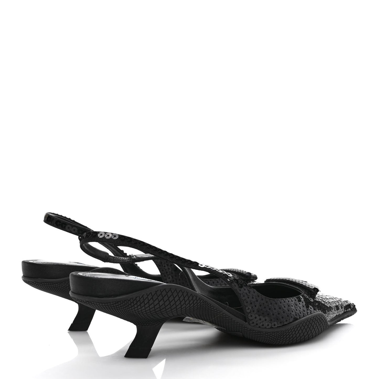 Paillettes Logo Pointed Toe Slingback 45mm Pumps 37.5 Black