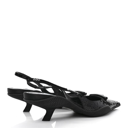 Prada Paillettes Logo Pointed Toe Slingback 45mm Pumps 37.5 Black 4 of 9