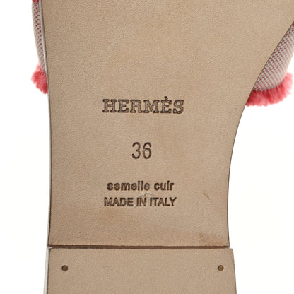 Hermes Toile H Oran Fringe Sandals 36 Framboise 8 of 9