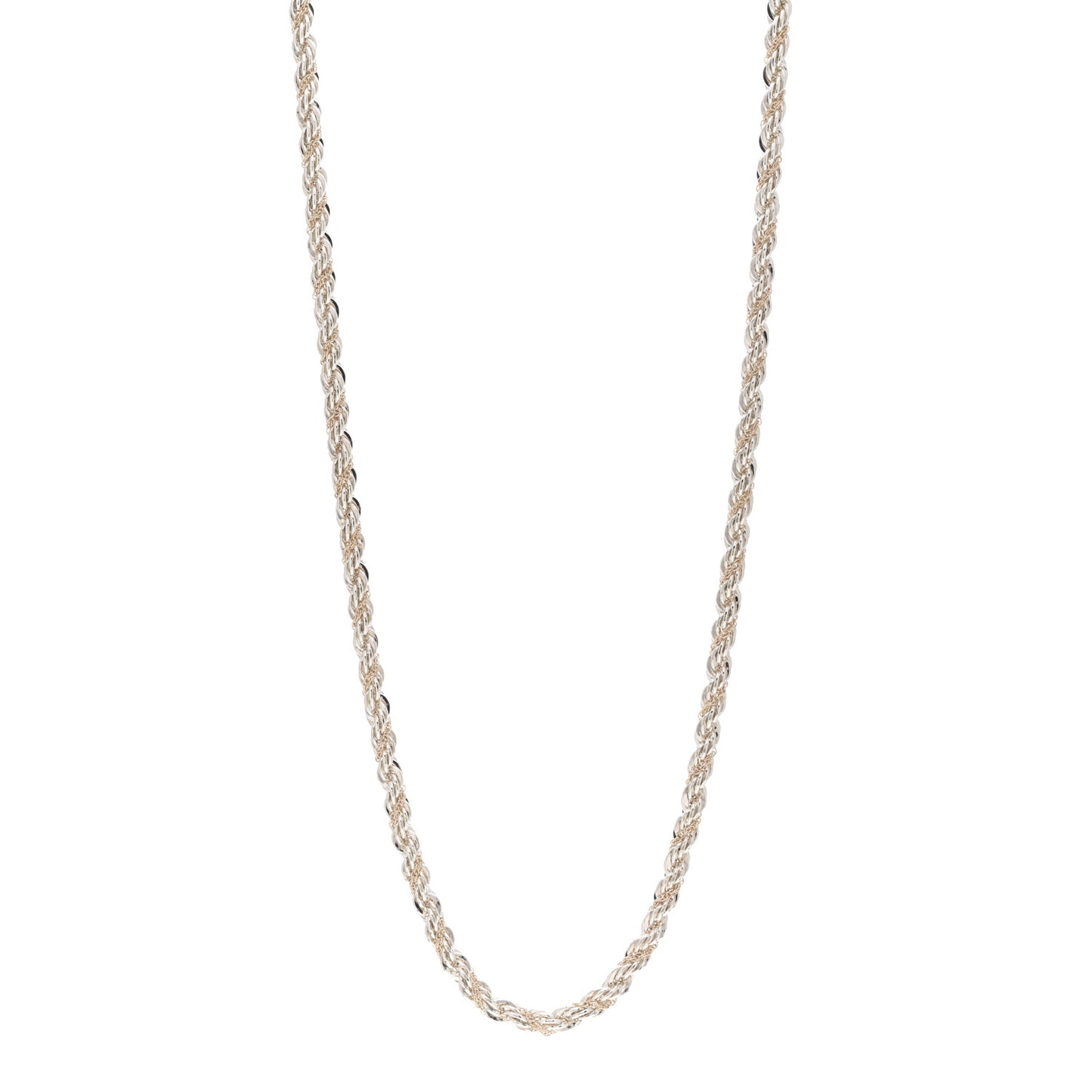 Sterling Silver 14K Yellow Gold Rope Chain Necklace 24"