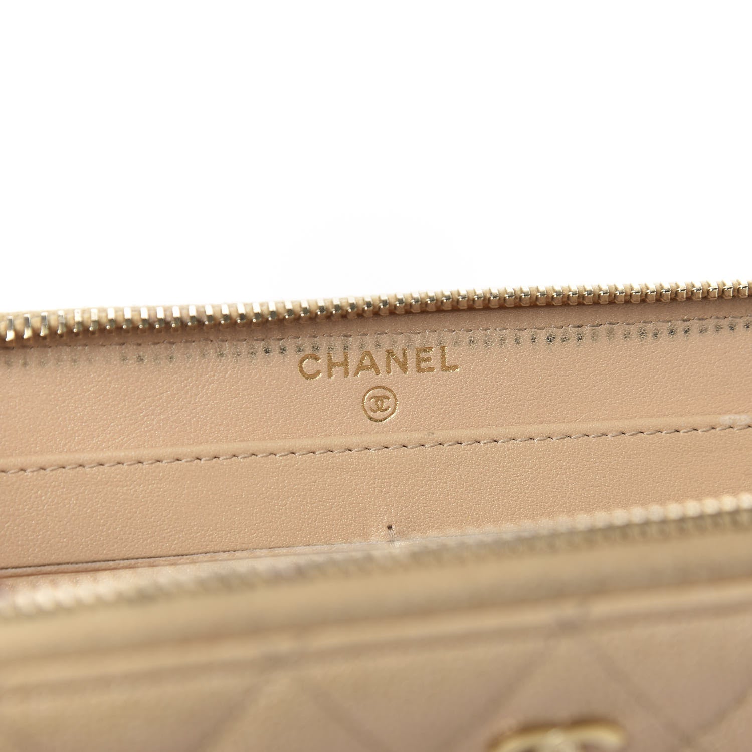 Chanel Iridescent Caviar Quilted Large Gusset Zip Around Wallet Beige Clair 5 of 8
