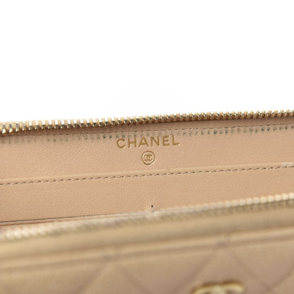 Chanel Iridescent Caviar Quilted Large Gusset Zip Around Wallet Beige Clair 5 of 8