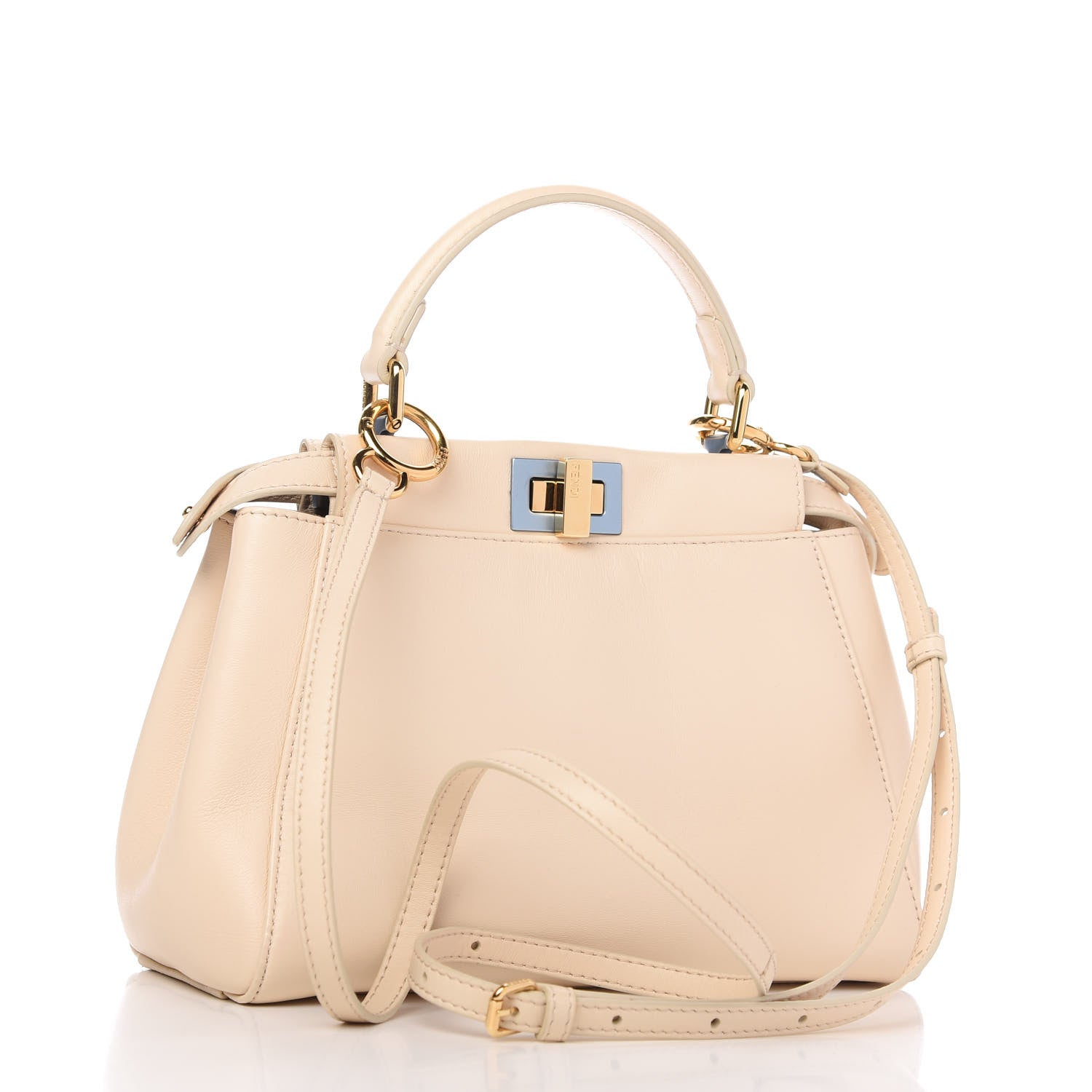 Fendi Nappa Mini Peekaboo Iconic Satchel Nude 3 of 9