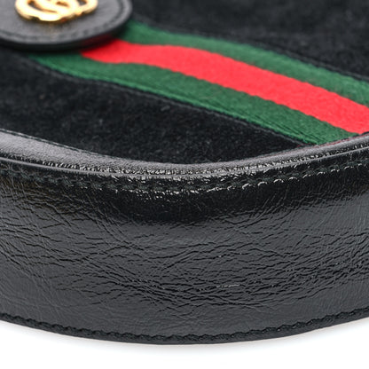 Gucci Suede Patent Web Mini Ophidia Round Shoulder Bag Black 9 of 10