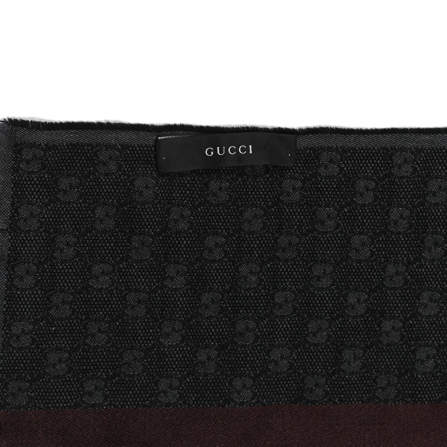Gucci Wool Silk GG Monogram Web Verbier Fringe Scarf Charcoal 3 of 4