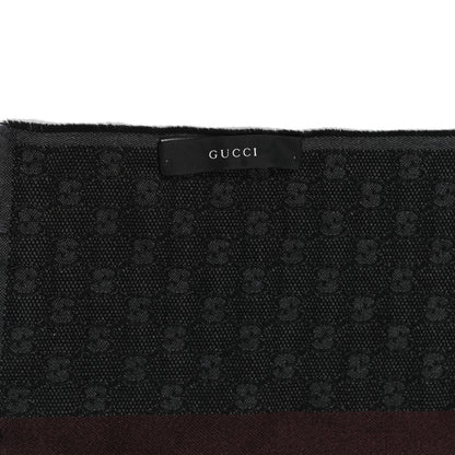 Gucci Wool Silk GG Monogram Web Verbier Fringe Scarf Charcoal 3 of 4