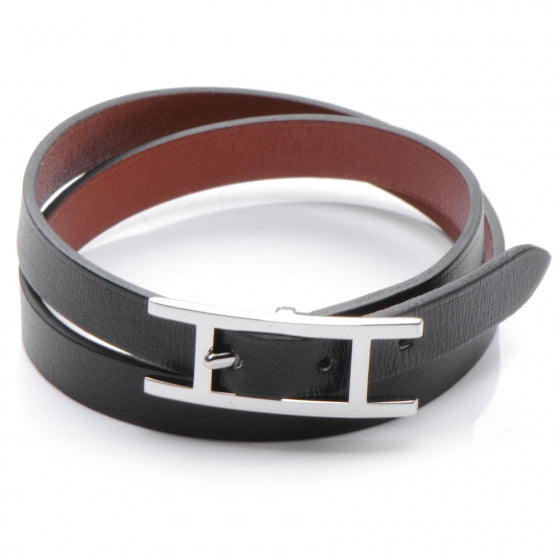 Hermes Chamonix Hapi 3 MM Triple Tour Wrap Bracelet MM Black 1 of 6