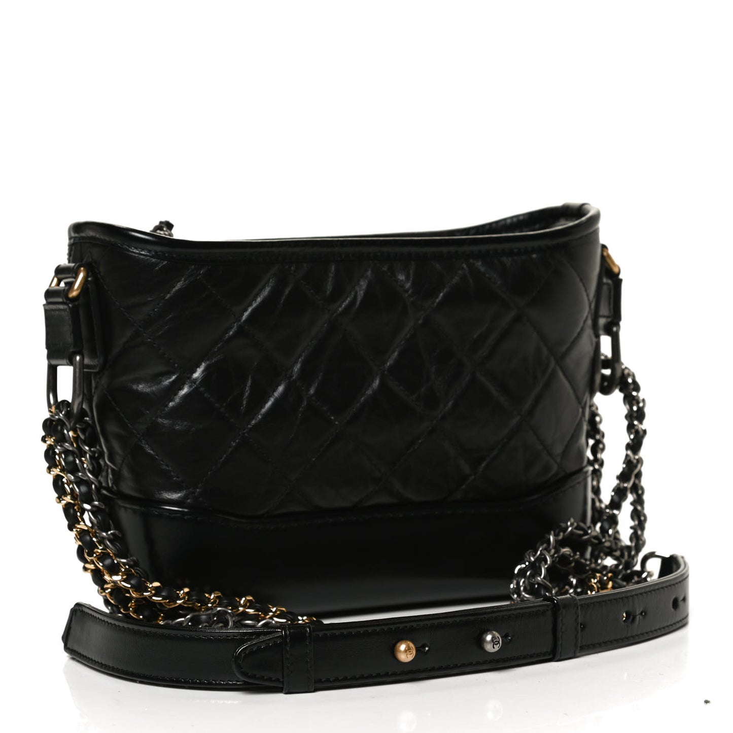 Aged Calfskin Quilted Small Gabrielle Hobo Black