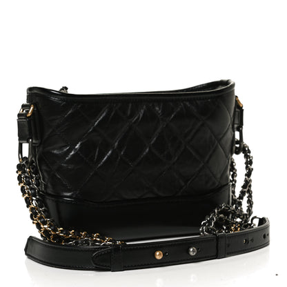 Chanel Aged Calfskin Quilted Small Gabrielle Hobo Black 3 of 11