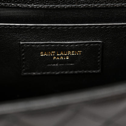 Saint Laurent Grain De Poudre Textured Mixed Matelasse Triquilt Medium Monogram Satchel Black 7 of 12