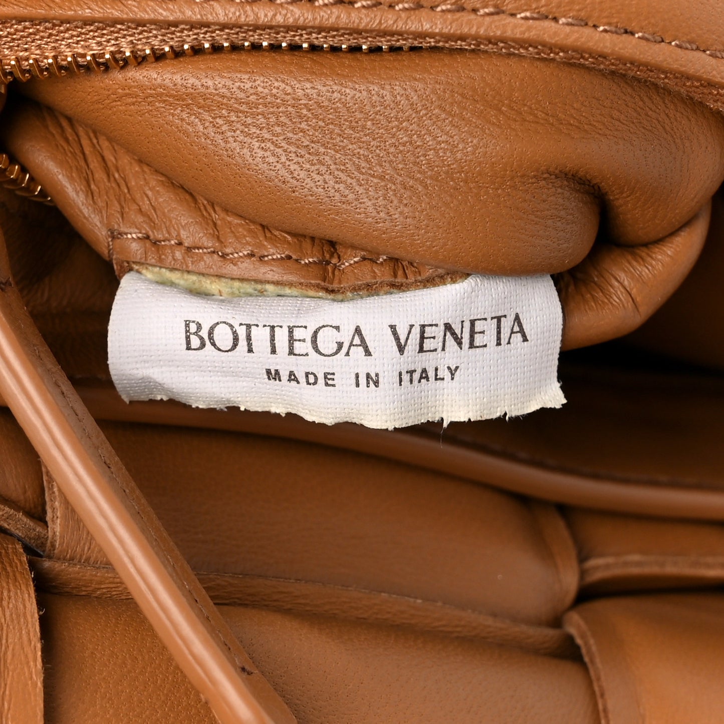 Nappa Maxi Intreccio Padded Cassette Crossbody Bag Caramel