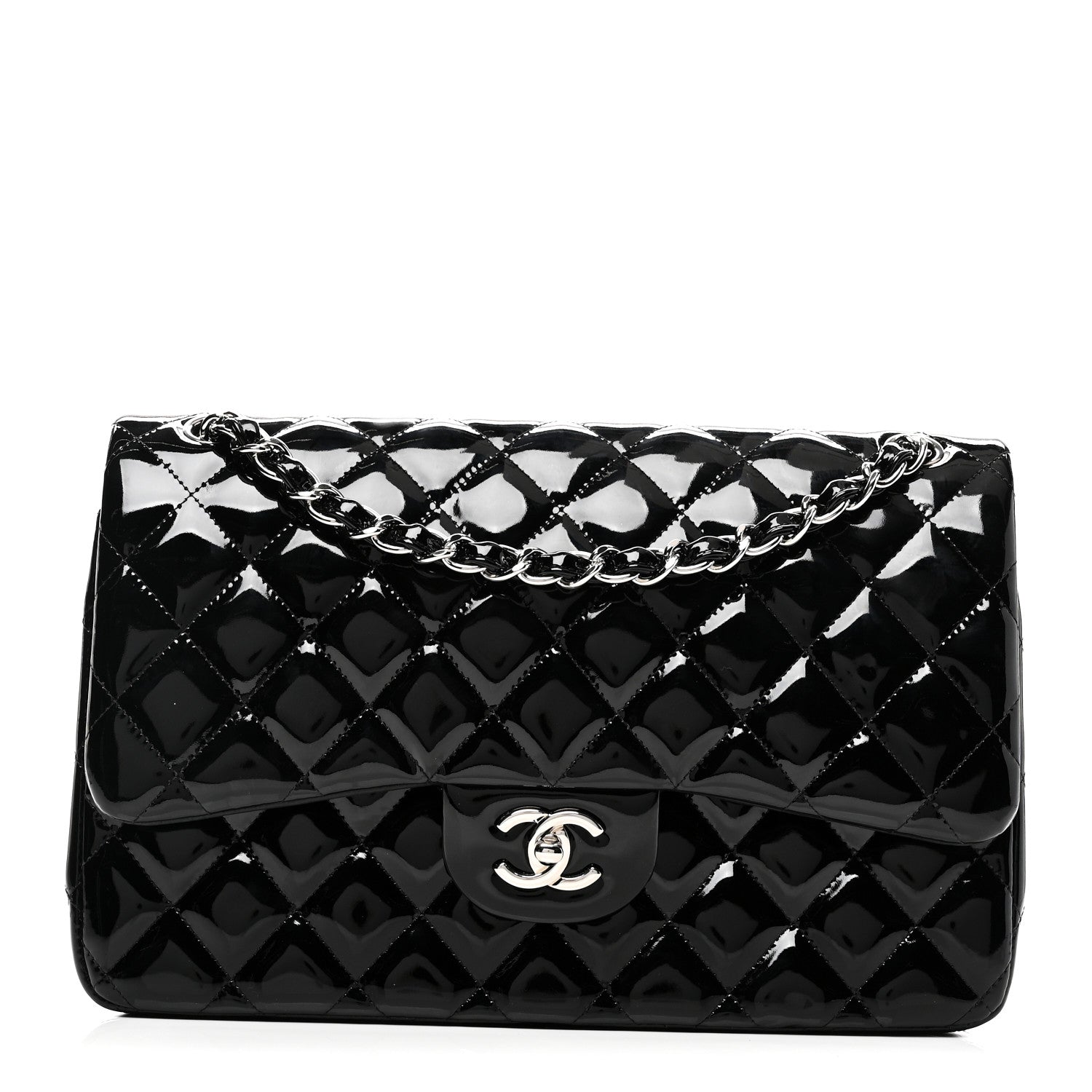 Chanel Patent Quilted Jumbo Double Flap Black 1 of 11