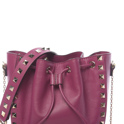 Valentino Garavani Vitello Mini Rockstud Chain Strap Bucket Bag Deep Cyclamin 7 of 9