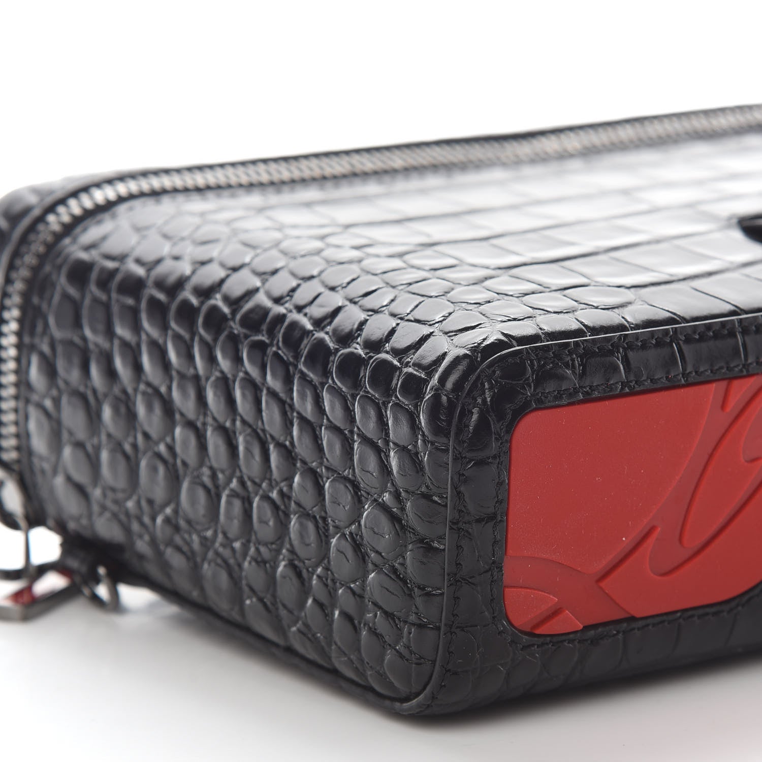 Christian Louboutin Crocodile Embossed Calfskin Kypipouch Travel Toiletry Case Black 8 of 9