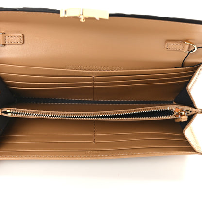 Fendi Vitello Soft F is Fendi Bi-Color FF 1974 Embossed Continental Envelope Wallet On Chain Miele Scuro 5 of 10
