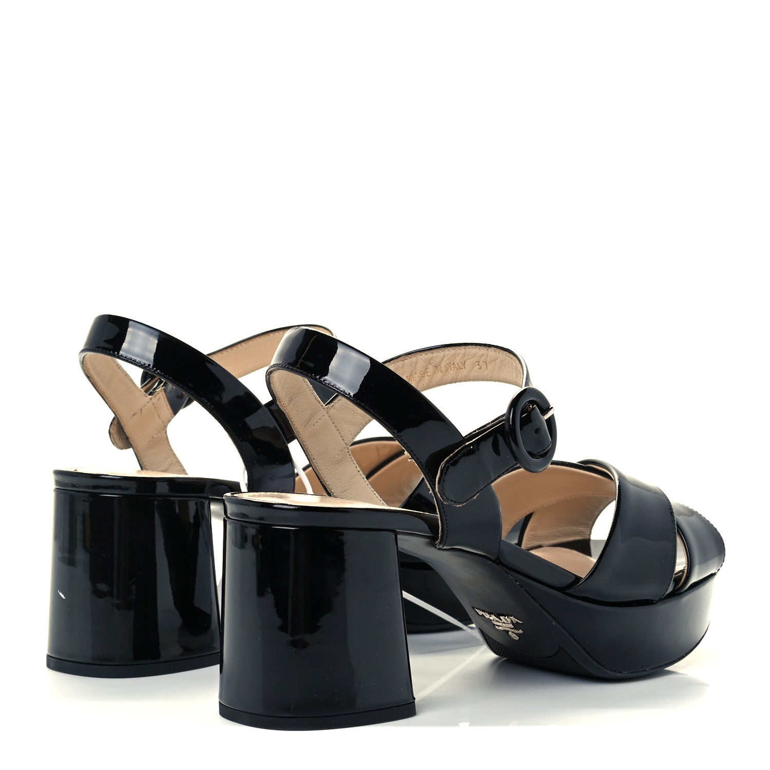 Prada Vernice Crisscross Platform 20/65mm Sandals 37 Black 4 of 11
