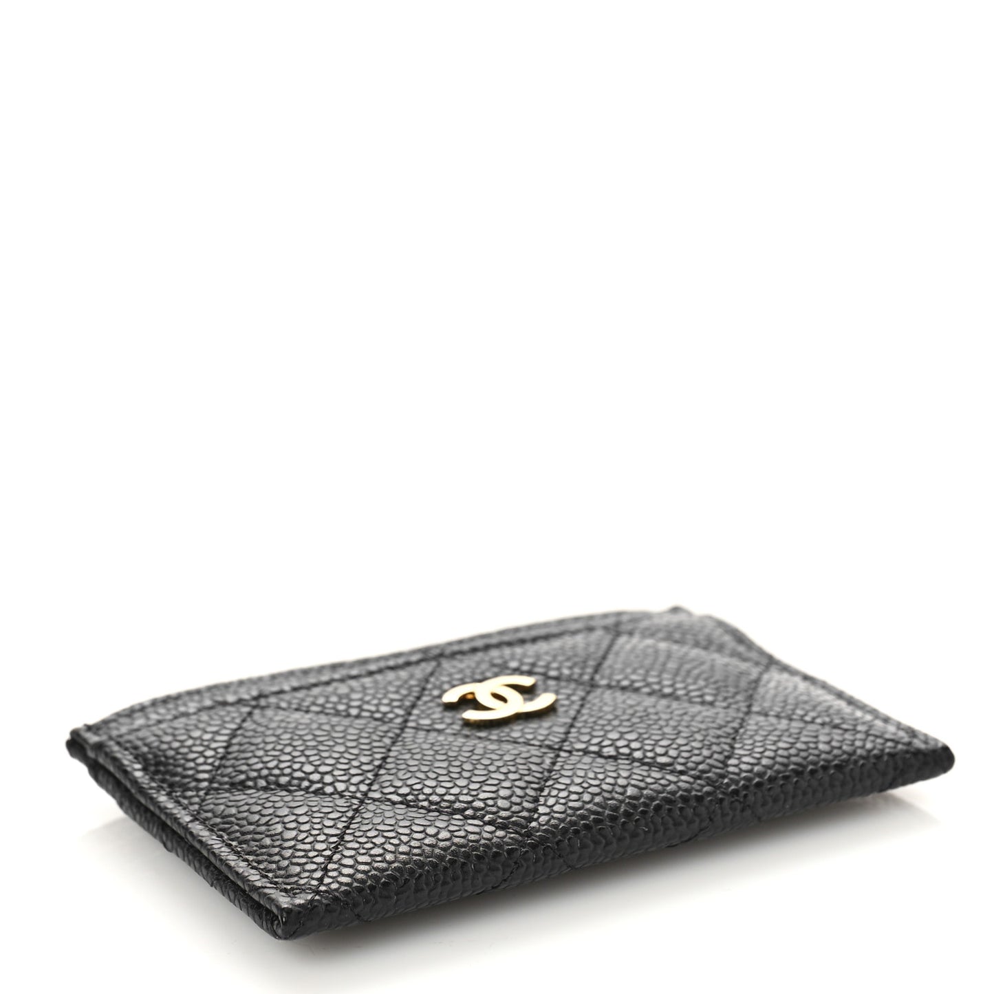 Caviar Quilted Card Holder Black