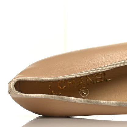 Chanel Lambskin Cap Toe Ballerina Flats 39.5 Beige Black 7 of 9