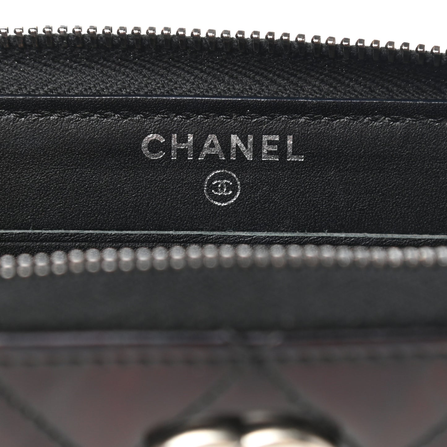Glazed Calfskin Quilted Small Coco Boy Zip Around Wallet Black