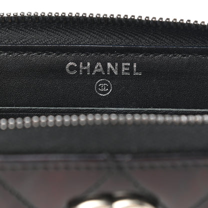 Chanel Glazed Calfskin Quilted Small Coco Boy Zip Around Wallet Black 6 of 12