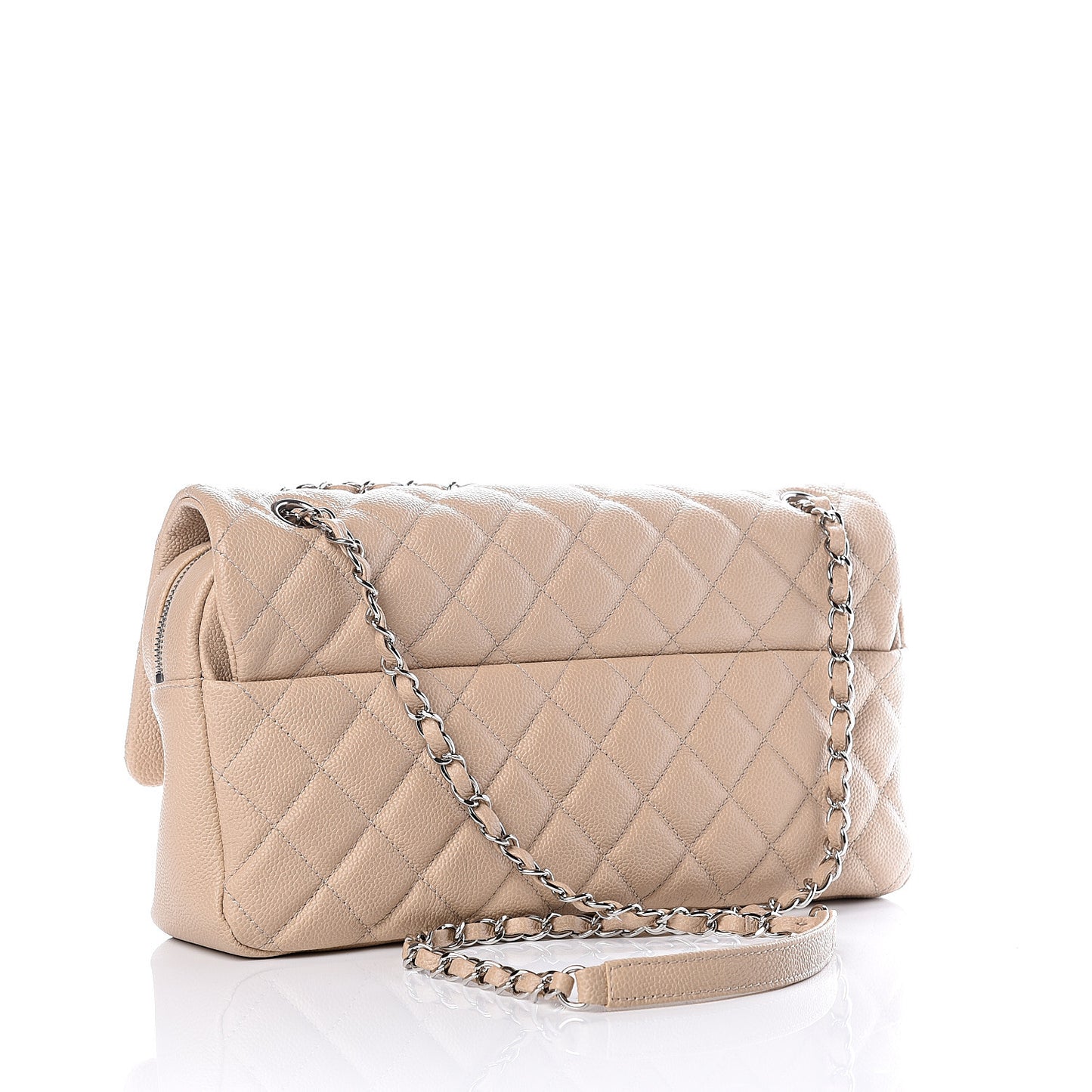 Caviar Quilted Jumbo Easy Flap Beige