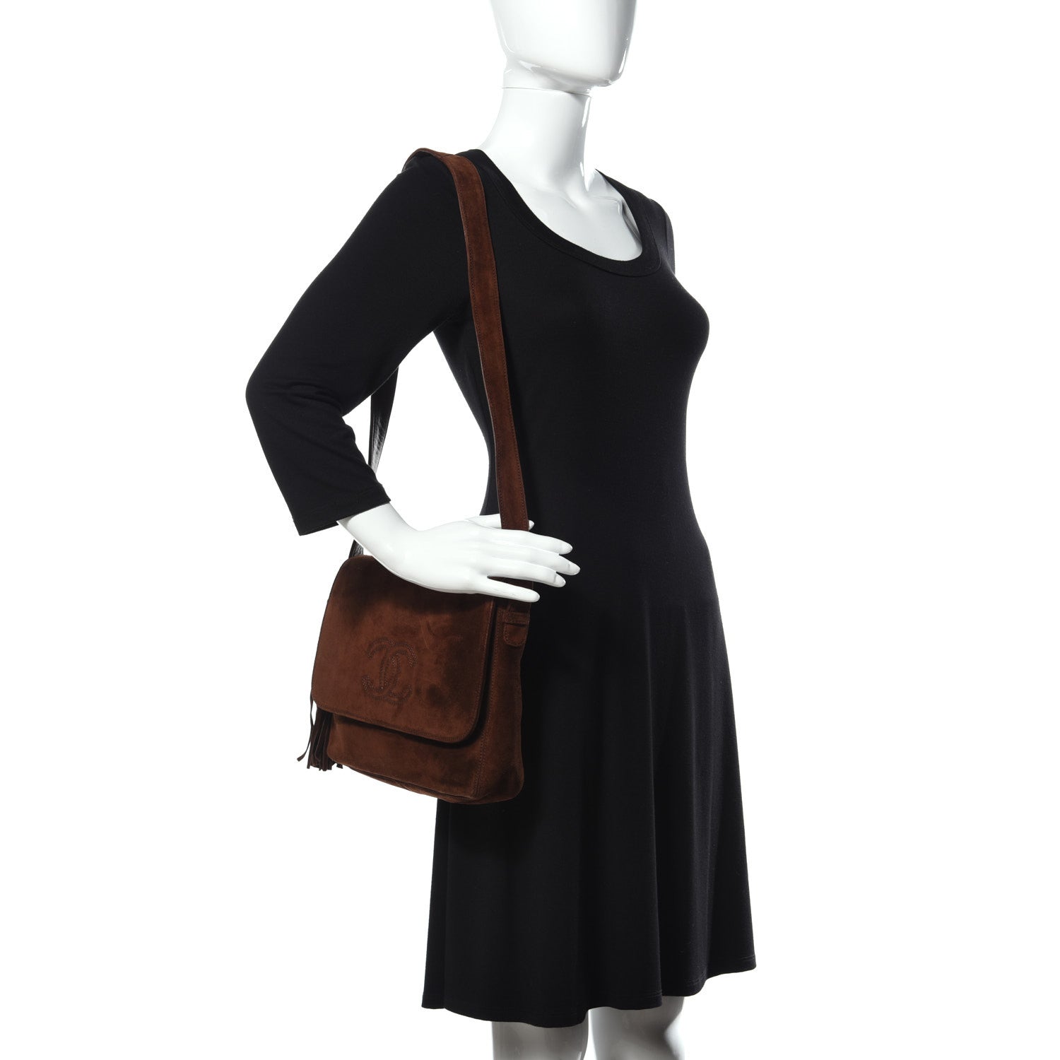 Chanel Suede CC Messenger Flap Bag Brown 2 of 10