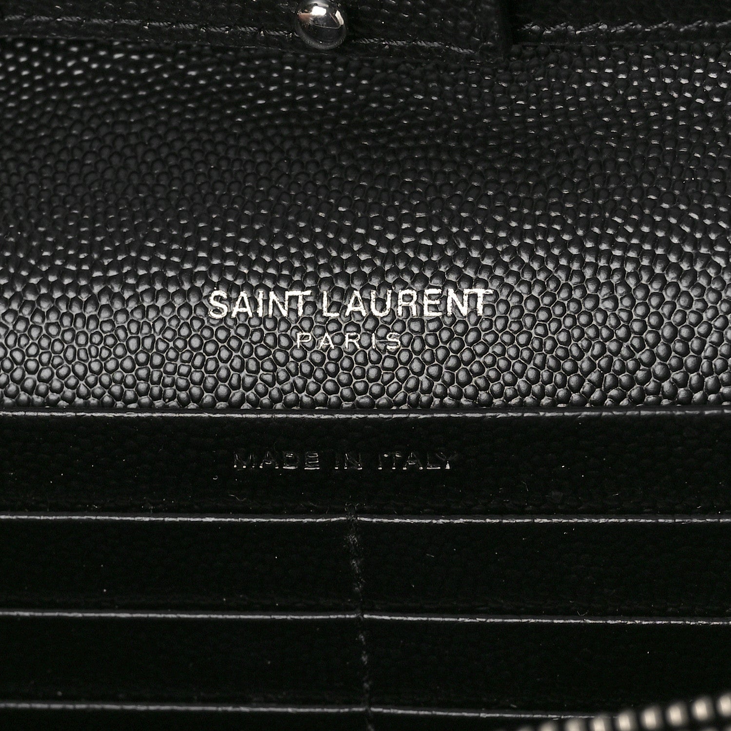 Saint Laurent Grain De Poudre Matelasse Chevron Monogram Chain Wallet Black 6 of 9