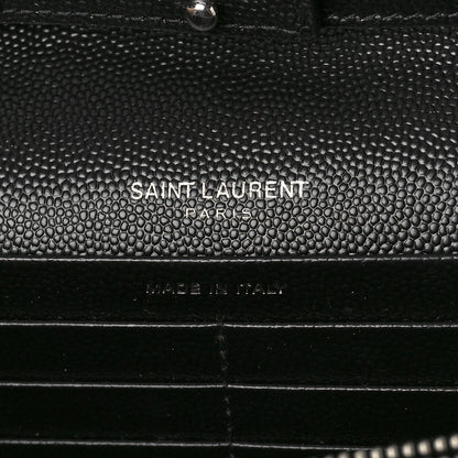 Saint Laurent Grain De Poudre Matelasse Chevron Monogram Chain Wallet Black 6 of 9