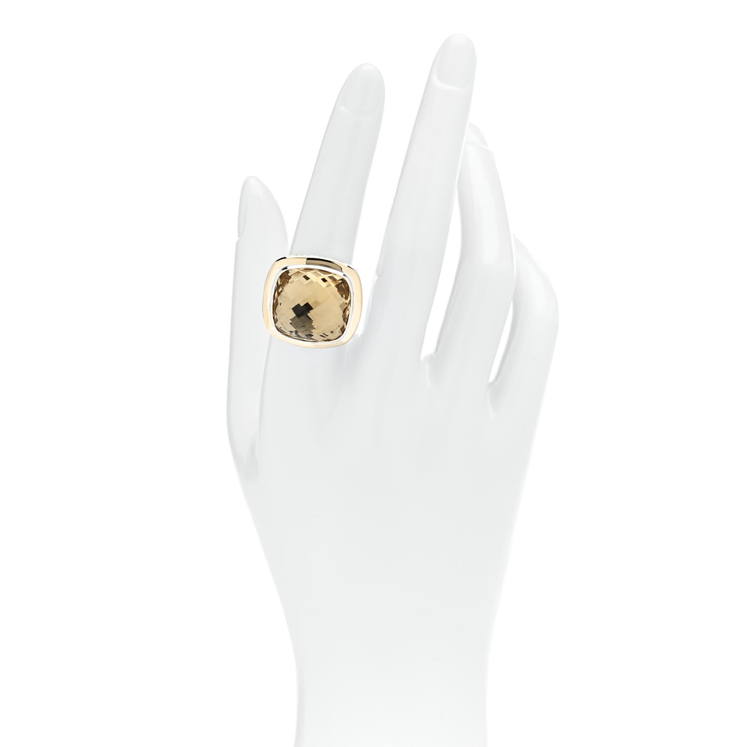 David Yurman Sterling Silver 18K Yellow Gold Champagne Citrine 18mm Albion Statement Ring 54 7 2 of 5