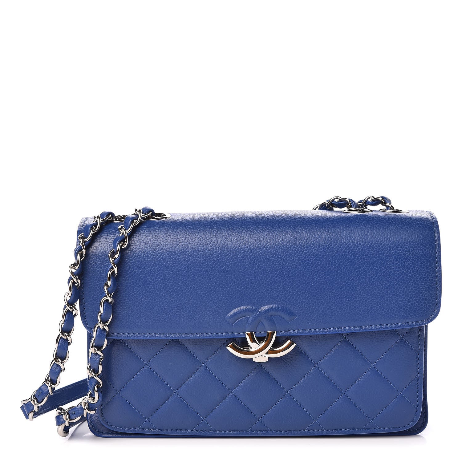 Chanel Grained Calfskin Quilted Large CC Box Flap Blue 1 of 7