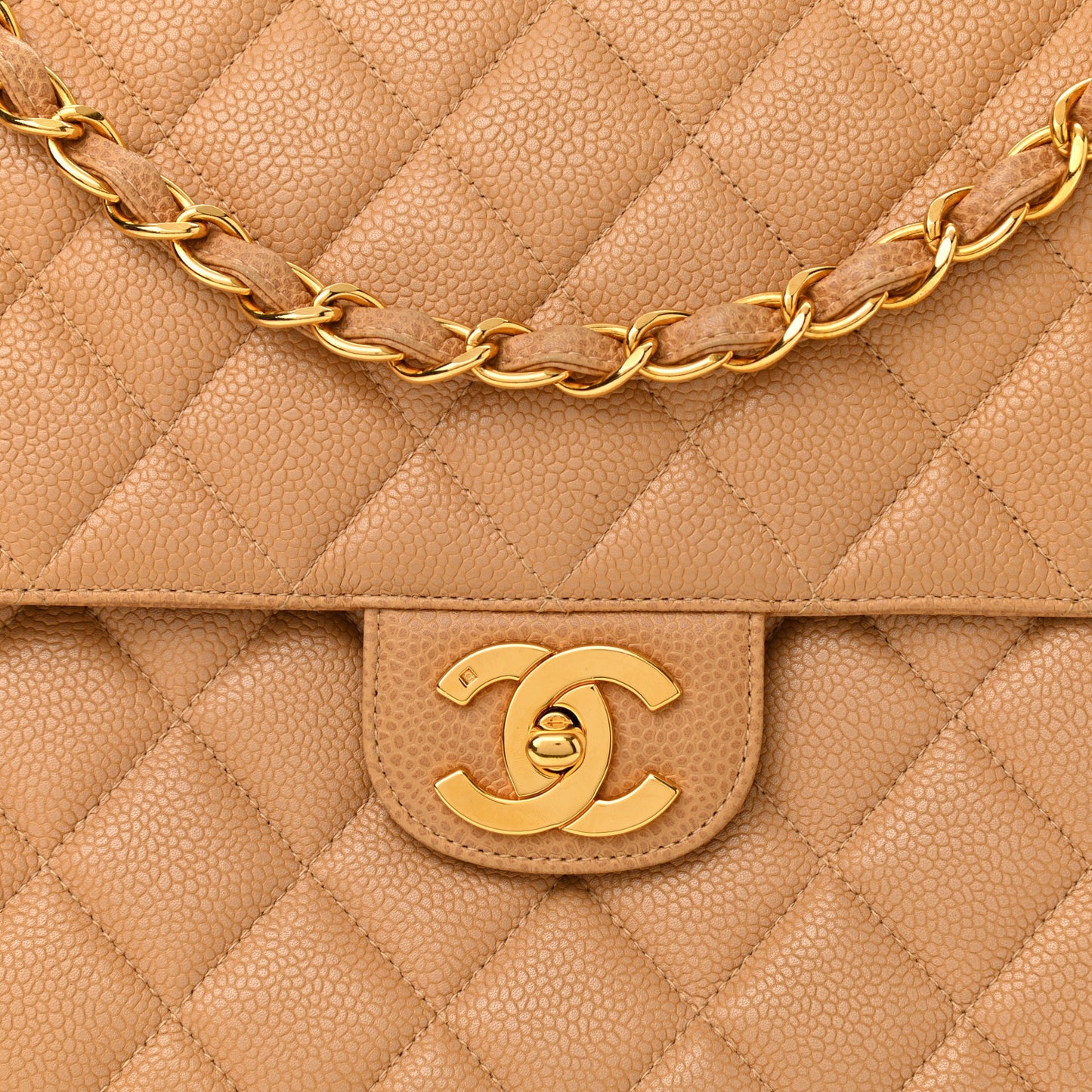 Caviar Jumbo Single Flap Beige