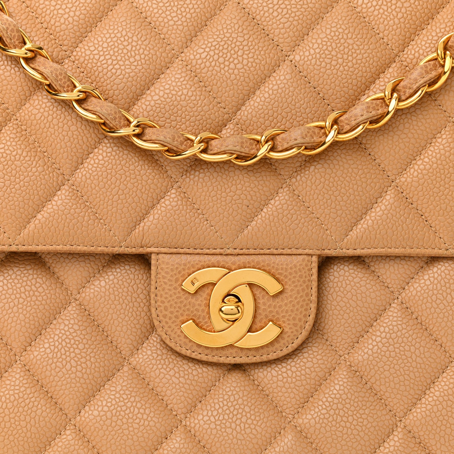 Chanel Caviar Jumbo Single Flap Beige 8 of 10